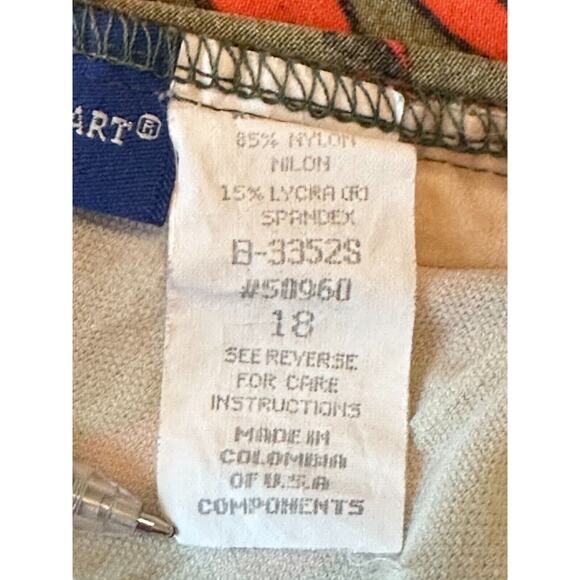 ELISABETH STEWART 1PC Swim Suit Size18-attachable strap-Lined-green w/orange - Picture 4 of 7